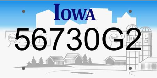 56730G2 Iowa License Plate