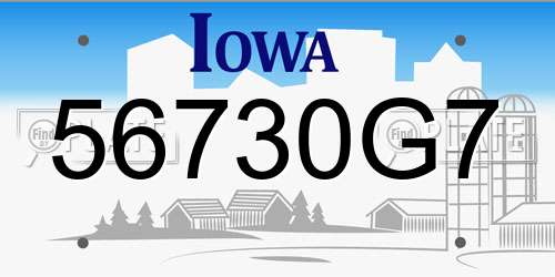 56730G7 Iowa License Plate