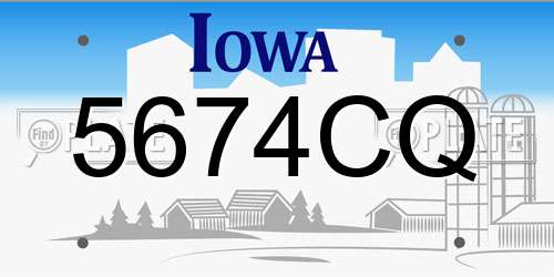 5674CQ Iowa License Plate