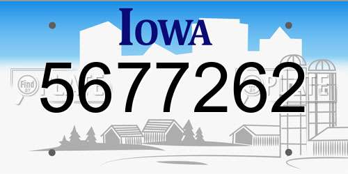 5677262 Iowa License Plate