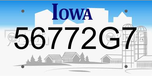 56772G7 Iowa License Plate