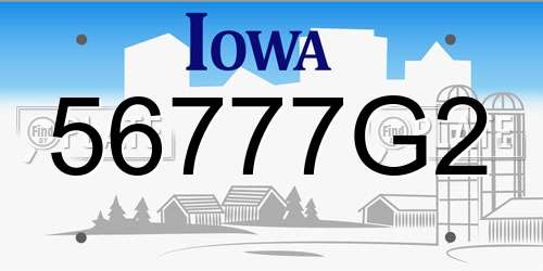 56777G2 Iowa License Plate