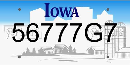 56777G7 Iowa License Plate
