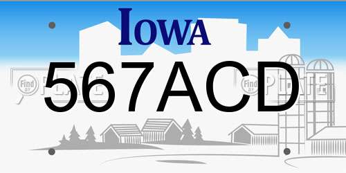 567ACD Iowa License Plate