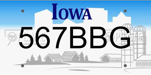 567BBG Iowa License Plate