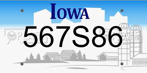 567S86 Iowa License Plate