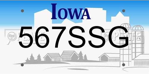 567SSG Iowa License Plate