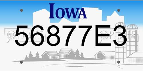 56877E3 Iowa License Plate