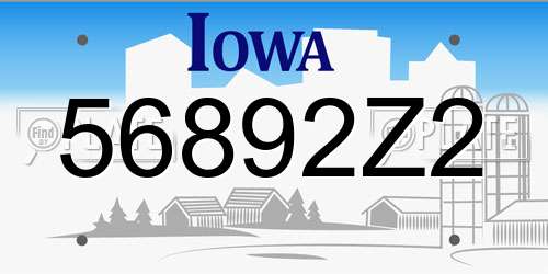 56892Z2 Iowa License Plate