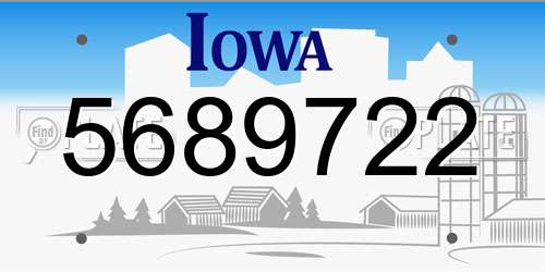 5689722 Iowa License Plate