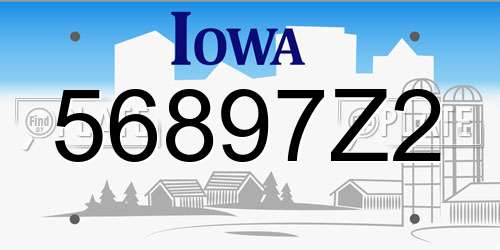 56897Z2 Iowa License Plate