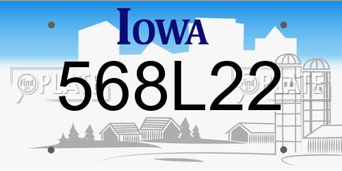 568L22 Iowa License Plate