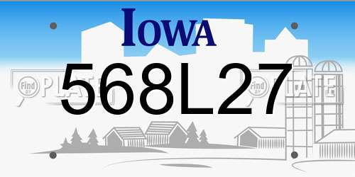 568L27 Iowa License Plate