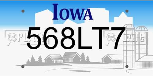 568LT7 Iowa License Plate