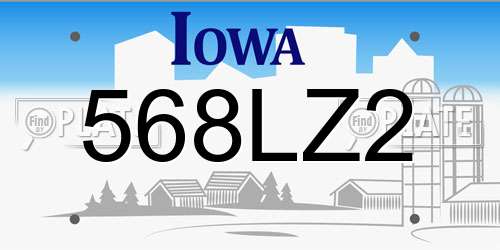 568LZ2 Iowa License Plate