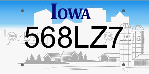 568LZ7 Iowa License Plate