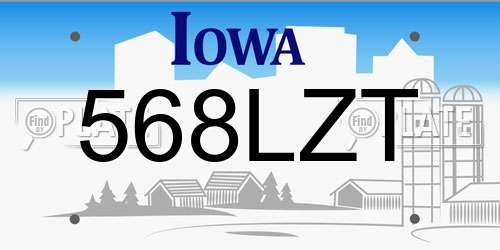 568LZT Iowa License Plate