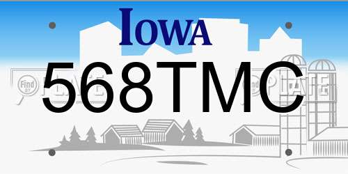 568TMC Iowa License Plate