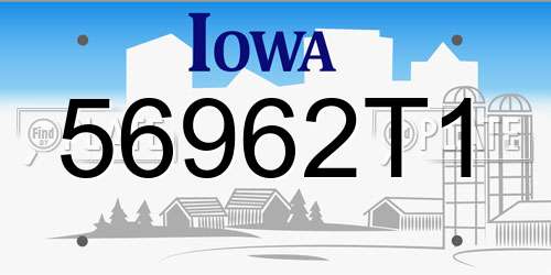 56962T1 Iowa License Plate