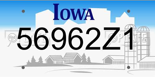 56962Z1 Iowa License Plate
