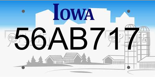 56AB717 Iowa License Plate