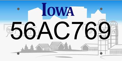 56AC769 Iowa License Plate