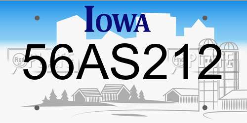 56AS212 Iowa License Plate