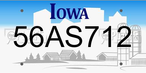 56AS712 Iowa License Plate