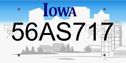 56AS717 Iowa License Plate
