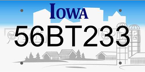 56BT233 Iowa License Plate