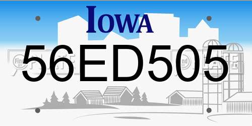 56ED505 Iowa License Plate