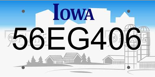 56EG406 Iowa License Plate