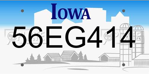 56EG414 Iowa License Plate