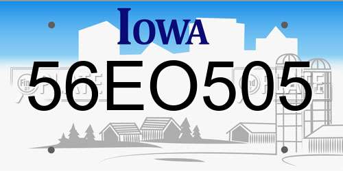 56EO505 Iowa License Plate
