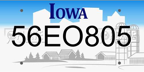 56EO805 Iowa License Plate