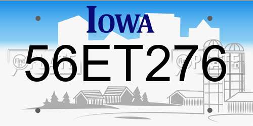 56ET276 Iowa License Plate