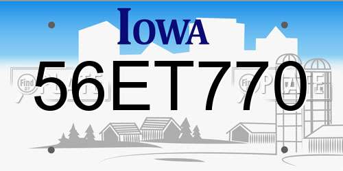 56ET770 Iowa License Plate