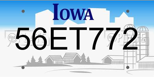 56ET772 Iowa License Plate