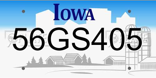56GS405 Iowa License Plate
