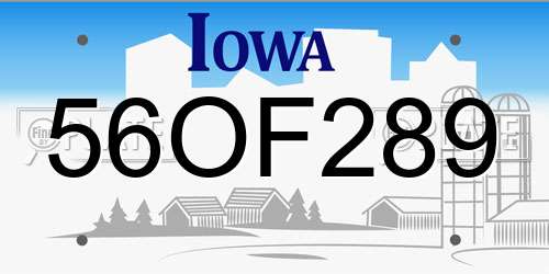 56OF289 Iowa License Plate