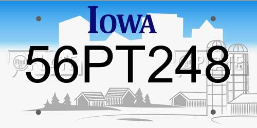 56PT248 Iowa License Plate