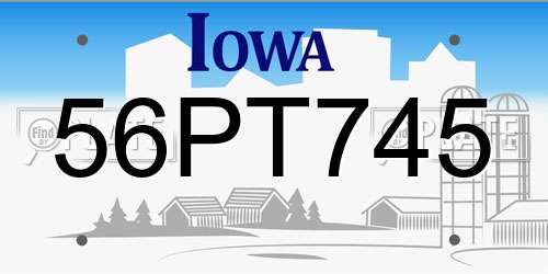 56PT745 Iowa License Plate