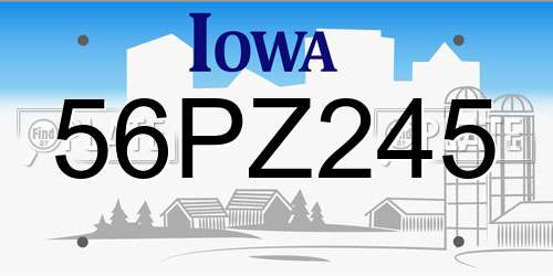 56PZ245 Iowa License Plate