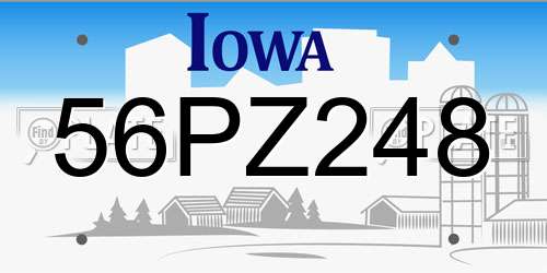 56PZ248 Iowa License Plate