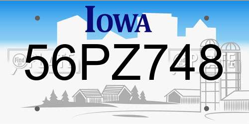 56PZ748 Iowa License Plate