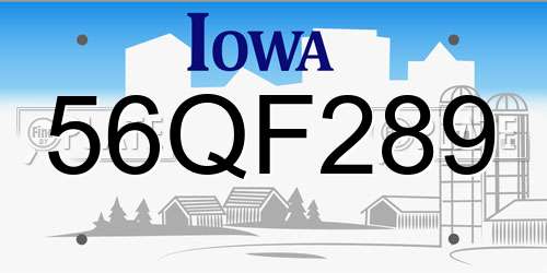 56QF289 Iowa License Plate