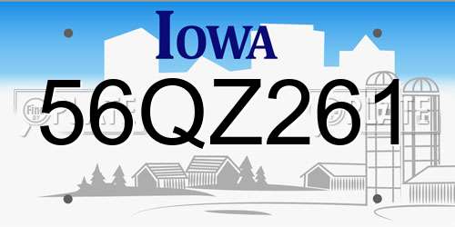 56QZ261 Iowa License Plate