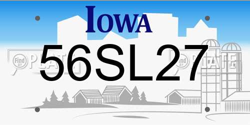 56SL27 Iowa License Plate