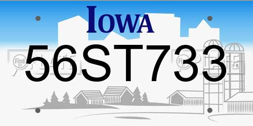 56ST733 Iowa License Plate