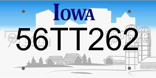 56TT262 Iowa License Plate
